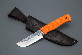 Нож Соболь 1, ст.Х12МФ, след ковки, рук.Elastron (оранжевый)