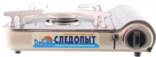 Плита наст. газовая "СЛЕДОПЫТ - DeluxE", (с подогревом) нерж. Сталь