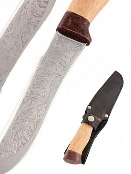 Нож разделочный "Клык" (ножны из кожи) позолота