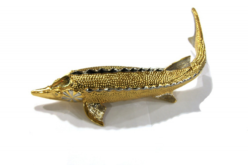 Икорница литая (Осётр) позолоченая