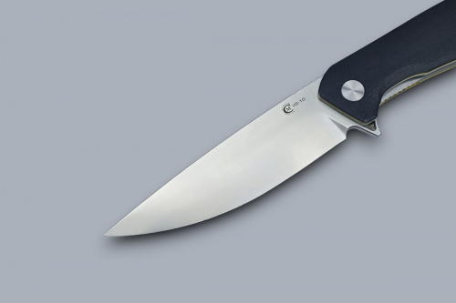 Нож Амур (техно), складной ст.VG-10, рук.G10 черный, спейс.желтый