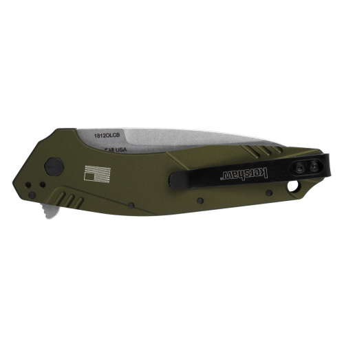 Нож K1812OLCB Dividend -складн, олива алюм. рукоять, клинок 76 мм, композит D2/N