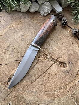 Нож Тигр,сталь PGK,мельхиор,стабилизированная карельская береза