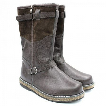 САПОГИ ИЗ НАТУРАЛЬНОЙ КОЖИ+НУБУК КОРИЧ. ММВ-28 МЕХ ОВЧИНА НАТ -60