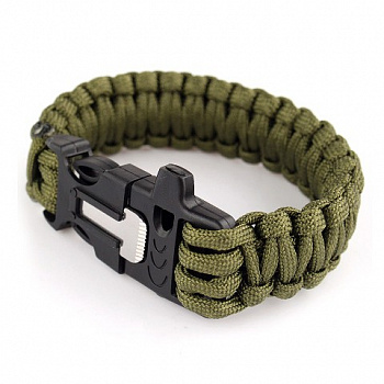 Браслет Tramp выживальщика (компас, огниво/2 метра паракорда) (паракорд, оливков