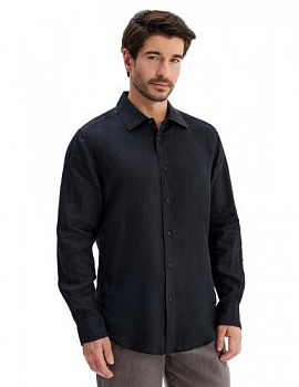 РУБАШКА NORVEG LINEN МУЖСКАЯ SLIM ЦВЕТ ЧЕРНЫЙ,