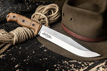 Нож BASTARDO 420HC SW WH LS (StoneWash, Walnut Handle, Leather Sheath)