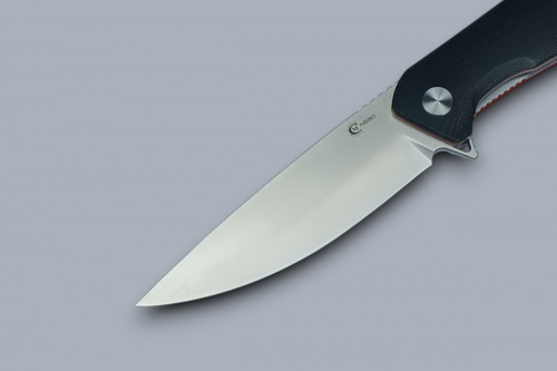 Нож Амур (техно), складной ст.N690, рук.G10 черный, спейс.красный, чехол кайдекс