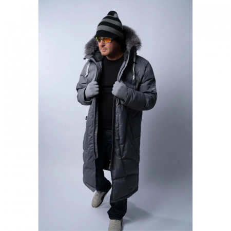 ПАЛЬТО ПУХОВОЕ PREMIUM СЕРЫЙ