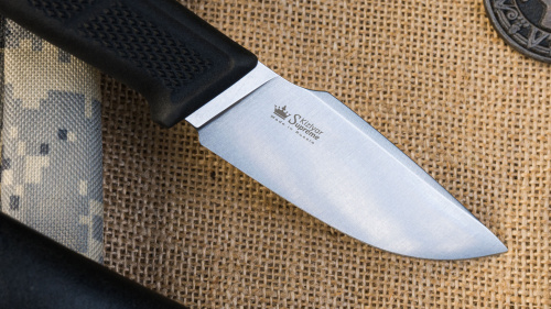 Нож BAIKAL M AUS-8 (Cryo) SW BKH LS (StoneWash, Black Kraton Handle, Leather Sheath)