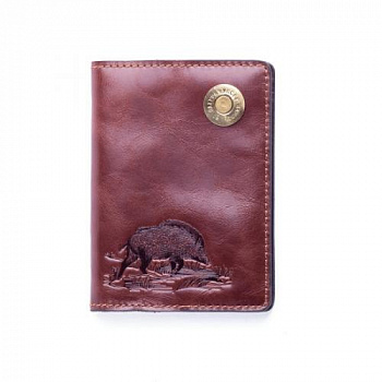 Обложка для паспорта (Коричневый, Кабан)