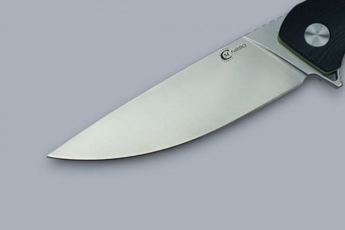 Нож Амур (техно), складной ст.N690, рук.G10 черный, спейс.зеленый