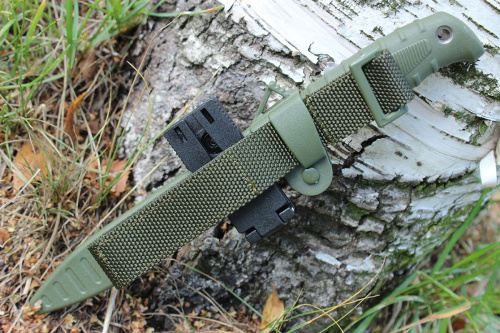 Нож Кизляр "Таран" клинок AUS-8, стоунвош черный, рукоять эластрон, хаки