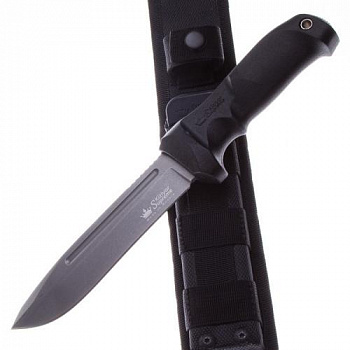 Нож DOMINUS PGK TW BKH Black (StoneWash, Black Kraton Handle Black MOLLE Sheath)