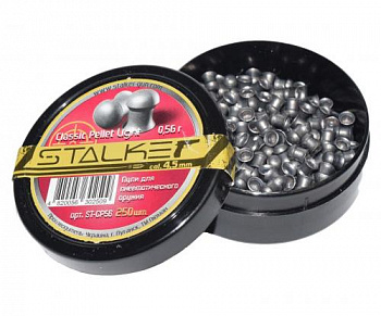 Пульки STALKER Classic Pellets, калибр 4,5мм., вес 0,56 г. (250 шт./бан.)