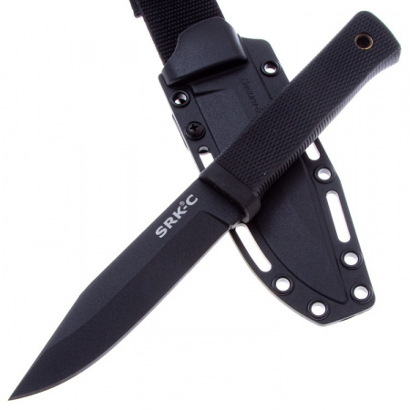 Нож CS_49LCKD SRK Compact -с фикс.клинком, сталь SK-5, чёрное покрытие Black Tu
