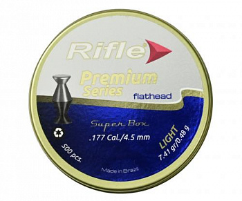 Пуля пневм. RIFLE Premium Series Flathead Light 4,5 мм. 0,48 гр. (500 шт. в банк