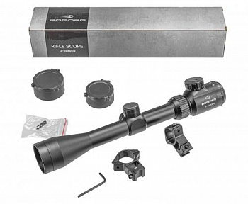 Прицел оптический BORNER 3-9x40 EG Mildot с подсветкой (крышки + кольца)