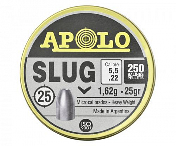 Пуля пневм. APOLO "Slug", для винт., 5,5 1.62 гр. (250 шт.)
