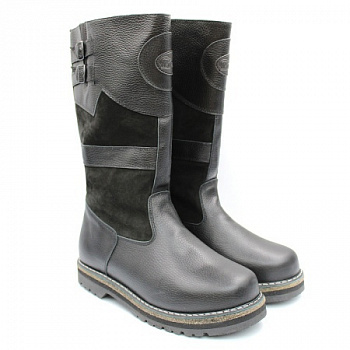 САПОГИ ИЗ НАТУРАЛЬНОЙ КОЖИ+ЗАМША ЧЕРН. ММЛ-24 ВЫСОКИЕ/ЛЕПЕСТОК МЕХ -60