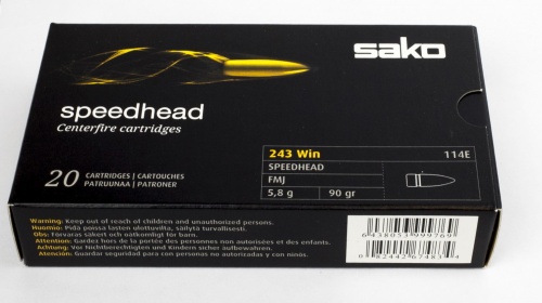 Патрон к.243Win 5,8гр FMJ Speedhead Sako 1шт
