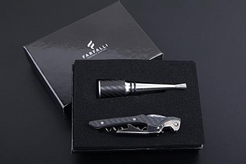 Набор нож FR 550.03 Style 3 - сомелье + пробка (сталь, карбон)