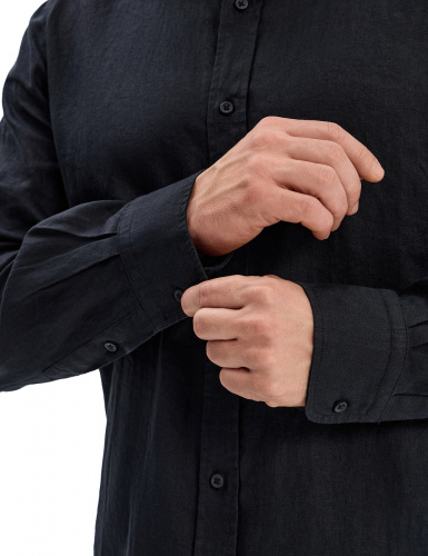 РУБАШКА NORVEG LINEN МУЖСКАЯ SLIM ЦВЕТ ЧЕРНЫЙ,