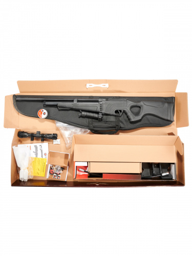 Винтовка пневм. Hatsan Flash 101 QE SET, кал.5,5, 3 Дж (насос, прицел 4х32, пульки, сошки, чехол)