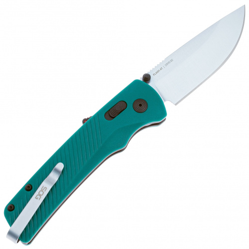 Нож SG_11-18-13-41 Flash AT Petrol -полуавтом, рук-ть зелен.GRN, клинок черн, D2