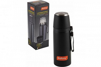 Спортивный термос с чашкой и силик ремешком для переноски Nero 0,35л Mallony
