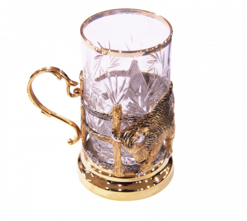 Набор чайный литьё ( Зубр ) ложка ,тарелка,хрусталь.