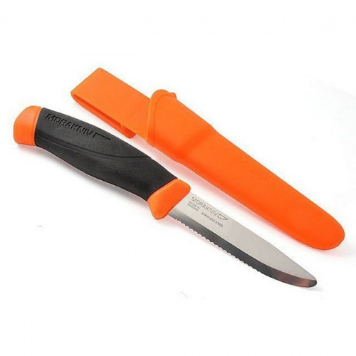 Нож Morakniv Companion F серрейторн, нерж.сталь, прорез.  рук. с оранж.накладкам Нож Morakniv Companion F серрейторн, нерж.сталь, прорез.  рук. с оранж.накладкам