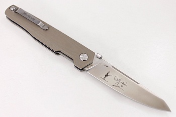 Нож "PIKE", D2 steel (tan handle) автограф Нож "PIKE", D2 steel (tan handle) автограф