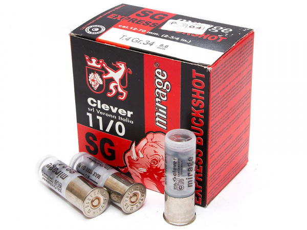 Патрон к.12х70 картечь 8,6 Clever 11/0 1уп/25шт