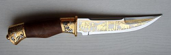 Нож сув."Мангуст"ножны кожа (позолота)  ЭИ-107