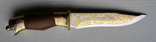 Нож сув Урал ножны из кожи (позолота) ЭИ-107