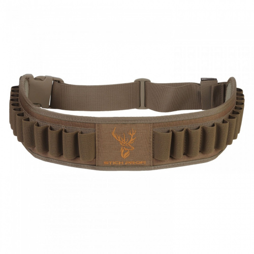 Патронташ открытый на 24 патрона 12-16 кбр. (вышивка "Олень") / Койот /