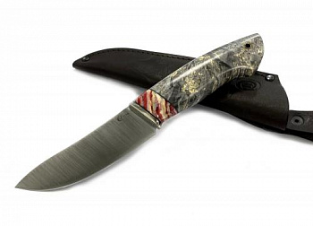 Нож Кайман ,сталь S390.мельхиор,зуб мамонта,кап.клена