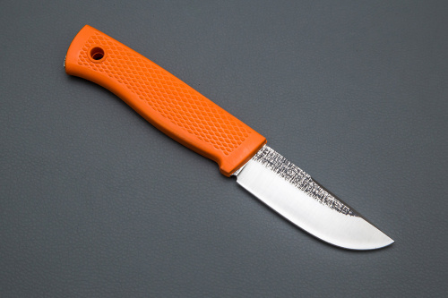 Нож Лесник, ст.Х12МФ, след ковки, рук. Elastron (оранжевый)