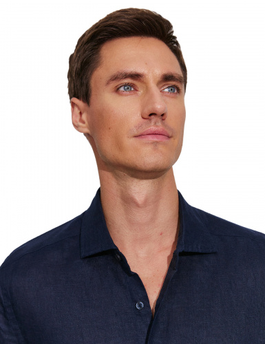 РУБАШКА NORVEG LINEN МУЖСКАЯ ПРЯМАЯ ЦВЕТ ТЕМНО-СИНИЙ