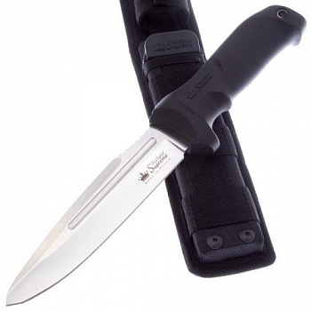 Нож CENTURION AUS-8 SW BKH Black StoneWash,Black Kraton Handle,Black MOLLE Sheat