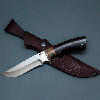 Нож Галеон, ст.N690,мельхиор,стаб.кар.бер.,черное дерево