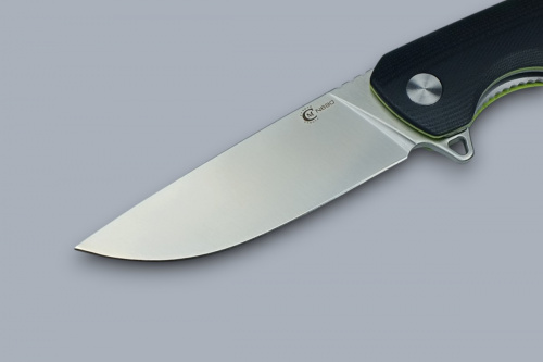 Нож Аляска (техно), складной ст.N690, рук.G10 черный, спейс.зеленый, чехол кайде