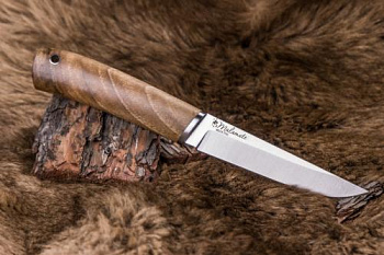 Нож MALAMUTE Niolox SW WH LS (StoneWash, Walnut Handle, Leather Sheath)