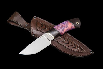 Нож Разделочный,ст.М398,мельхиор,стаб.кап клена