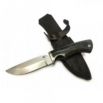 Нож Егерь, ст.D2,литье мельхиор, стабилизированная карельская береза