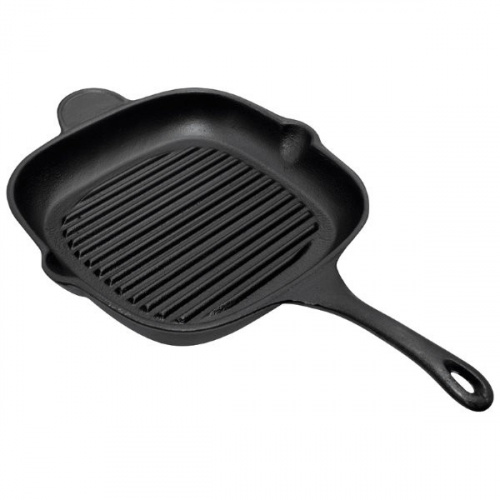 Сковорода-гриль чугунная с чугунной ручкой, квадратной формы, PADELLA, р-р 28*28