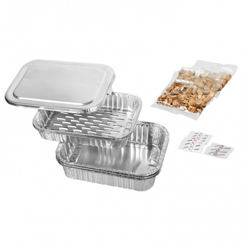 Коптильня одноразовая 20х15 см, 3 шт. в наборе ( в компл. ольховая щепа)