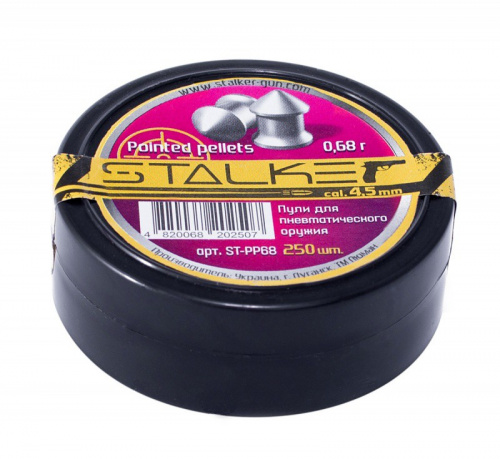 Пуля пневм. STALKER Pointed pellets, калибр 4,5мм., вес 0,57г. (250 шт./бан.)