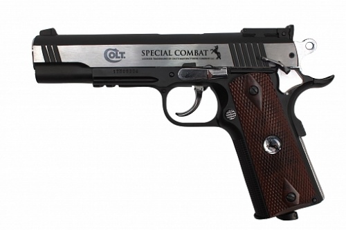 Пистолет пневм. Colt Special Combat (никель с пласт. накладками под дерево)